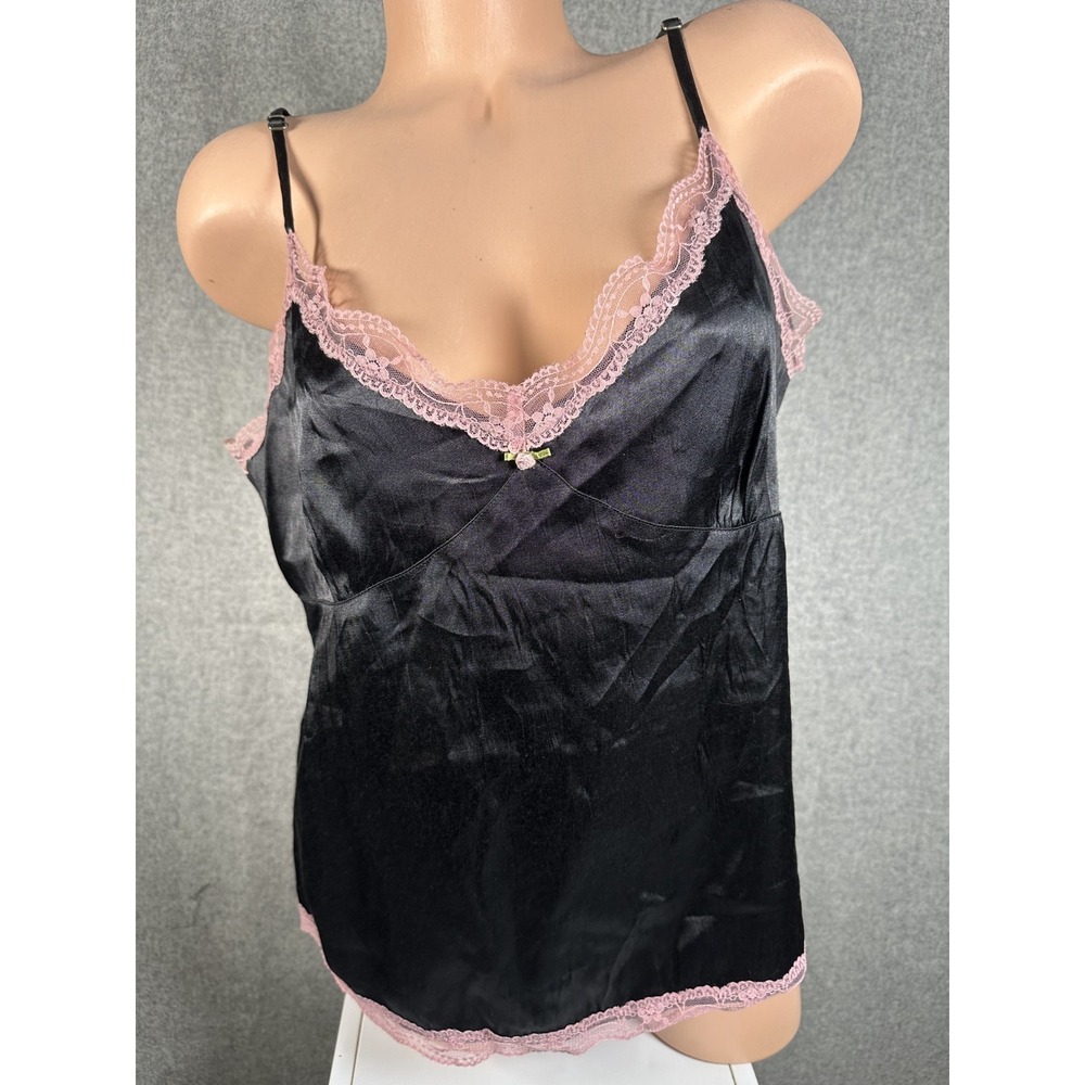 Vintage Old Navy Intimates XL Womens Cami Tank Y2K Lace‎ Black Pink Whimsigoth